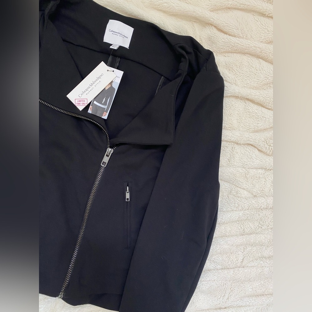 NWT Catherine Malandrino Moto Zip-Up Jacket black sz XXL - Picture 5 of 7